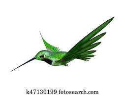 3D Rendering Hummingbird on White 3D Rendering Hummingbird on White
