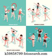Aqua Aerobics Isometric Concept Aqua Aerobics Isometric Concept