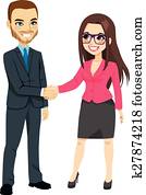 Businessman Shaking Hands Businesswoman Businessman Shaking Hands Businesswoman