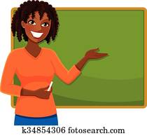 feliz, pretas, professor