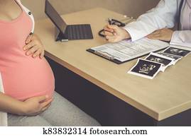 Pregnant Woman and Gynecologist Doctor at Hospital Pregnant Woman and Gynecologist Doctor at Hospital
