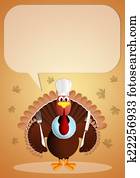 Turkey with chef's hat in Thanksgiving Day Turkey with chef's hat in Thanksgiving Day