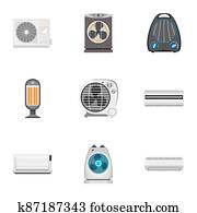 Ventilator icon set, flat style Ventilator icon set, flat style