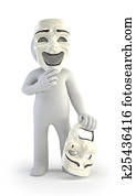 3d small people - theater masks 3d small people - theater masks