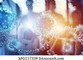 Abstract medical background with dna and covid 19 virus Abstract medical background with dna and covid 19 virus