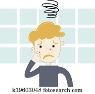 adolescente, niño, enojado, con, acné