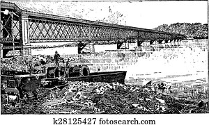 bragueiro, ponte, estrada, e, trilho, para, viana, portugal, vindima, engraving. bragueiro, ponte, estrada, e, trilho, para, viana, portugal, vindima, engraving.