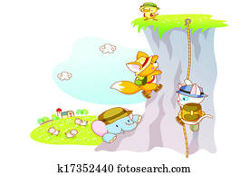 funny animals are rock climbing