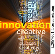 Innovation word cloud glowing Innovation word cloud glowing