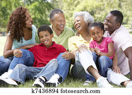 Portrait Of Extended Family Group In Park