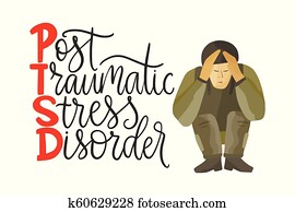 PTSD. Post traumatic stress disorder vector illustration. PTSD. Post traumatic stress disorder vector illustration.