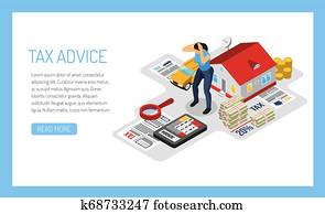 Taxes Isometric Concept Composition Taxes Isometric Concept Composition