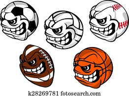 Cartoon balls mascots for sporting games Cartoon balls mascots for sporting games