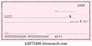 cheque en blanco, con, falso, números