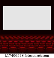 Cinema theatre with screen and seats. Cinema theatre with screen and seats.
