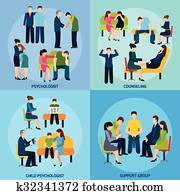 Counseling Support 4 Flat Icons Square Counseling Support 4 Flat Icons Square