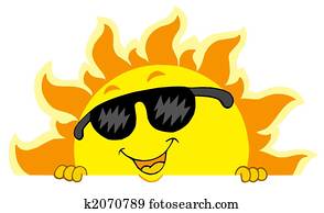 Cute lurking Sun with sunglasses Cute lurking Sun with sunglasses