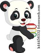 cute panda holding books cute panda holding books