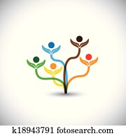 eco, vektor, ikon, -, stamträd, och, teamwork, concept.
