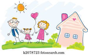 familia, es, mudanza, en, casa nueva