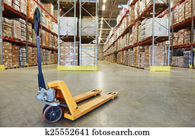 palle, stacker, lastbil, hos, opmagasinere