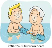 Senior Man Water Therapy