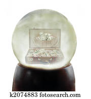 Suitcase Full of Money in a Snowglobe