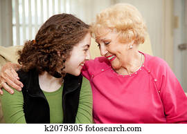 vó, e, adolescente, amor