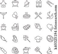 barbecue and grill icons barbecue and grill icons