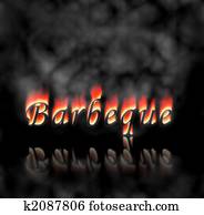 Barbeque Text On Fire Barbeque Text On Fire