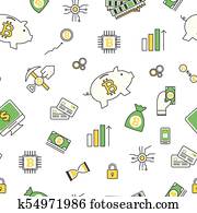 bitcoin, seamless, muster, vektor, modernes, dünne linie, flache, design