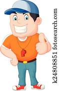 Cartoon coach giving a thumbs up Cartoon coach giving a thumbs up