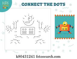 Connect the dots kids game vector illustration. Preschool children educational activity Connect the dots kids game vector illustration. Preschool children educational activity