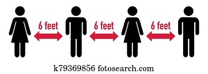 Distance sign protection 6 feet distance Distance sign protection 6 feet distance