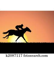 horse on sunset background