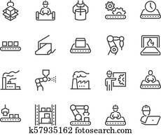 Line Mass Production Icons Line Mass Production Icons