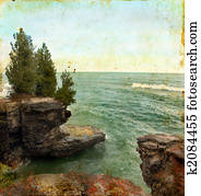 Sea Cliff on a Grunge Background Sea Cliff on a Grunge Background