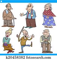 seniors people set cartoon illustration seniors people set cartoon illustration