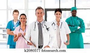 Smiling Medical team looking at the camera