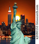 statue freiheit, und, new york city