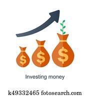 Compound interest concept. Time is money. Future income growth. Pension fund plan. Vector