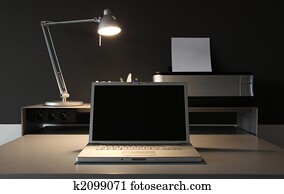 frontal Home office desk whit lamp