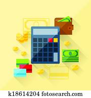 Illustration concept of loan calculator in flat design style.