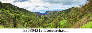 Panoramic  view of Serra Malagueta mountains in Santiago Island Cape Verde - Cabo Verde