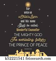 typographie, de, bible, vers, depuis, chronicles, pour, noël, pour, unto, nous, a, enfant, est, né, sien, nom, shall, être, appelé, merveilleux, concealer, les, puissant, dieu, éternel, père, prince, de, paix