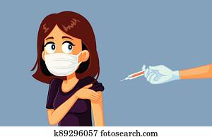 אישה, ללבוש, רפואי, הסתר, להעשות, a, תרכיב