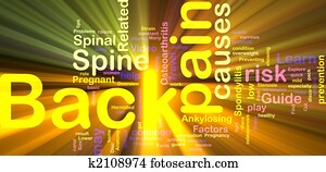 Back pain word cloud glowing Back pain word cloud glowing