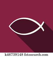 christliche, fischen abbild, mit, langer, shadow.