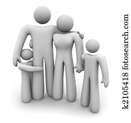 Family Standing Together - Dad, Mom and 2 Kids Family Standing Together - Dad, Mom and 2 Kids