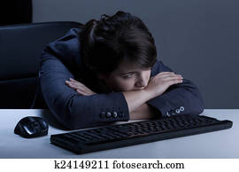 frau, leidensdruck, von, depressionen